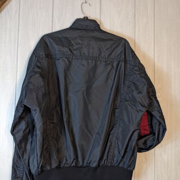VTG Harley Davidson Black Wind Jacket Zip Up Spell Out Down The Arm SZ XL - Picture 6 of 8